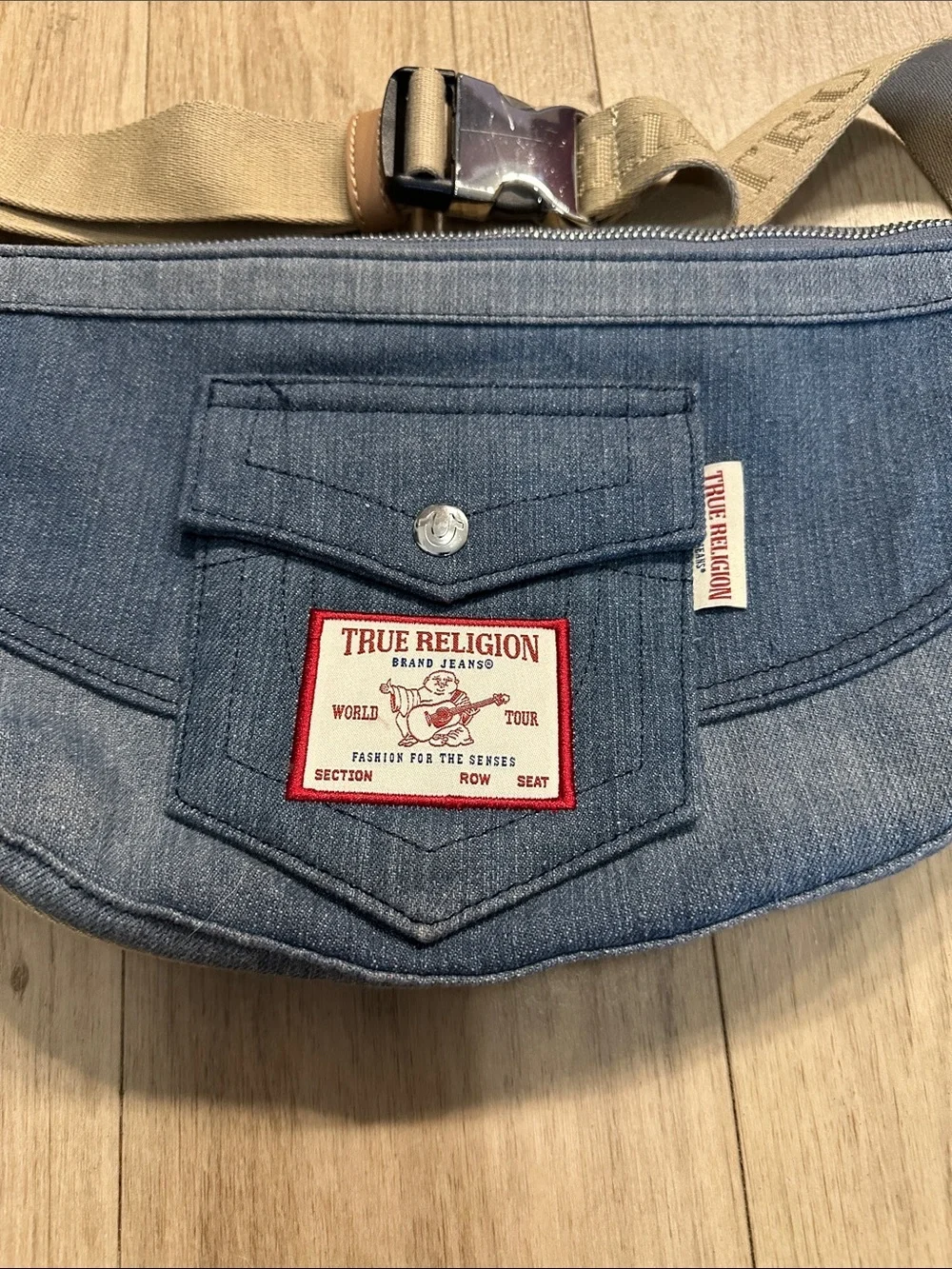 NWOT Y2K TRUE RELIGION Washed Denim Hobo Shoulder Bag